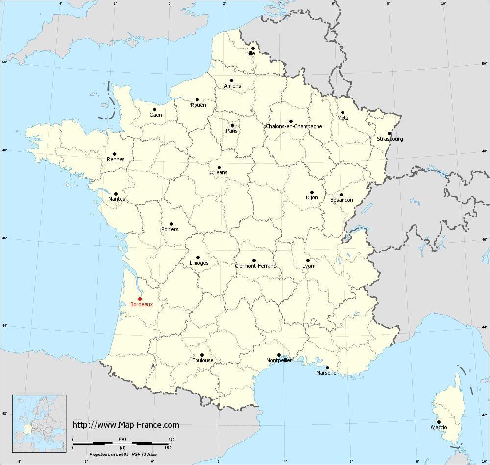 Bordeaux kuntien kartta