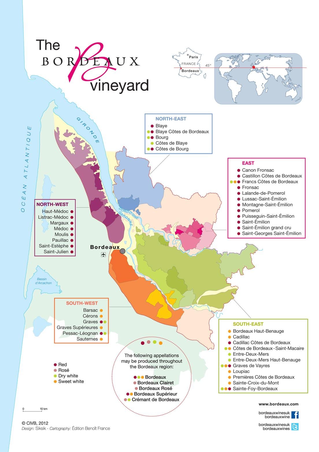 kartta Bordeaux viinin maassa