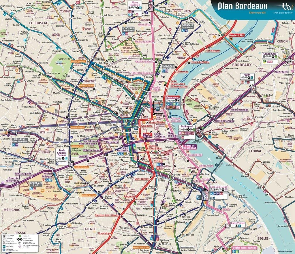 Bordeaux bussi reittikartta
