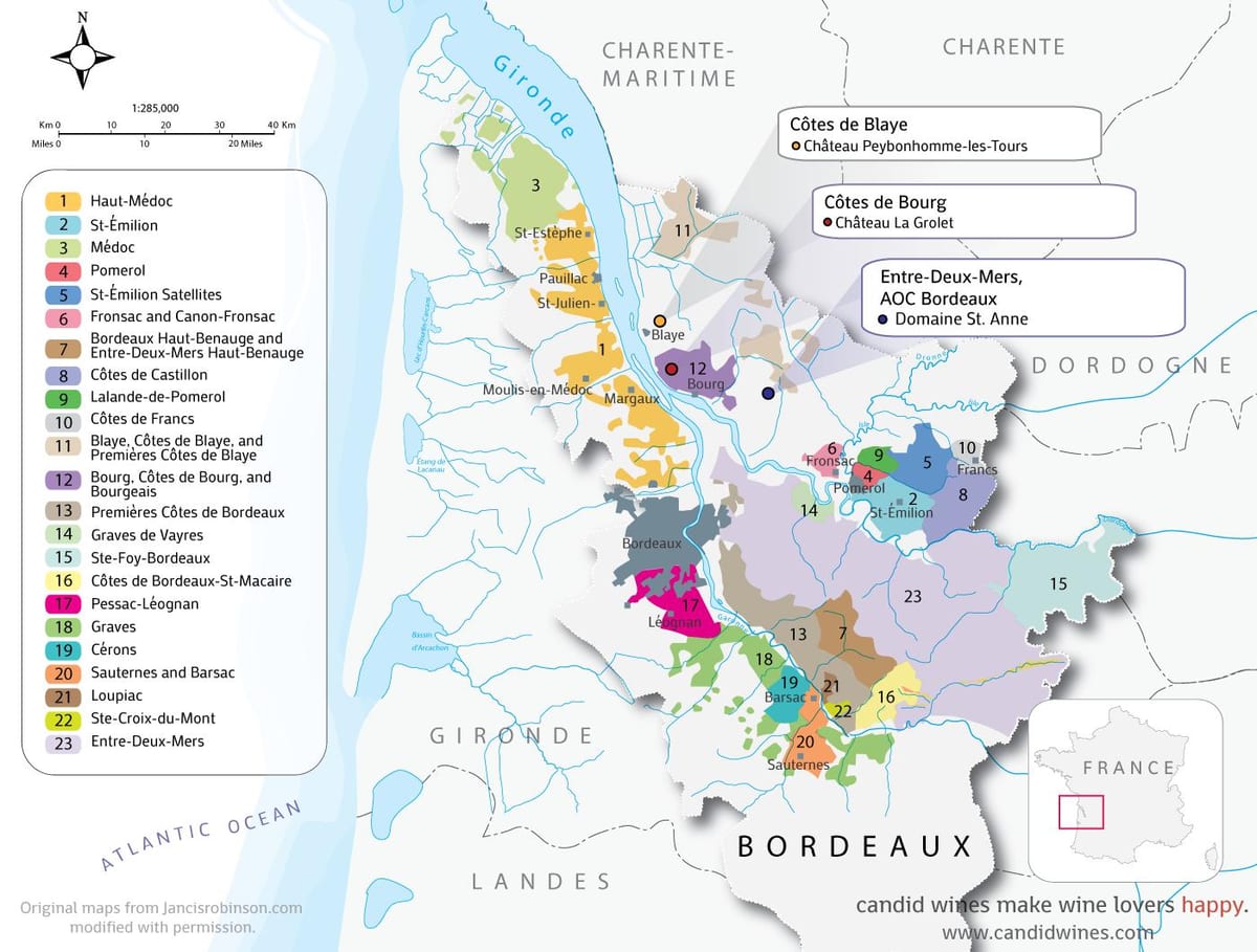 kartta Bordeaux chateaux