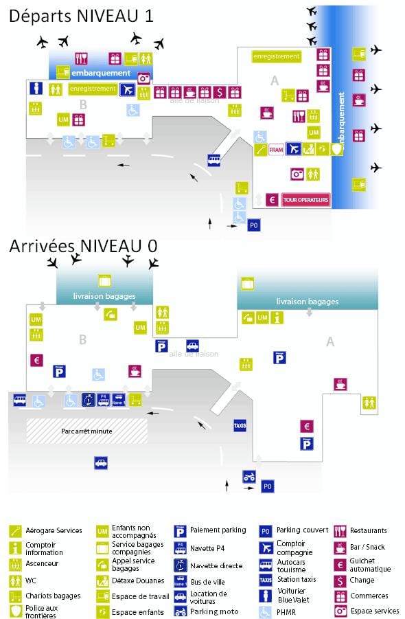 Bordeaux lentokenttä terminaali kartta