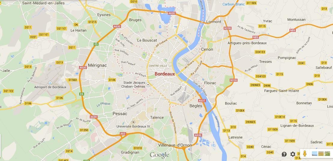 kartta Bordeaux ' n alue ranskassa