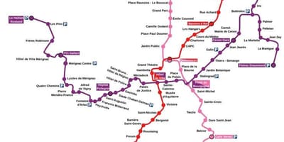 Bordeaux ' n metro kartta
