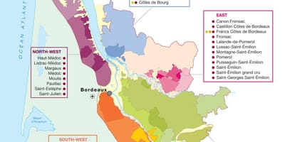 Kartta Bordeaux viinin maassa