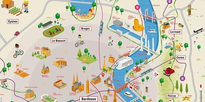 Bordeaux ja ympäröivän alueen kartta